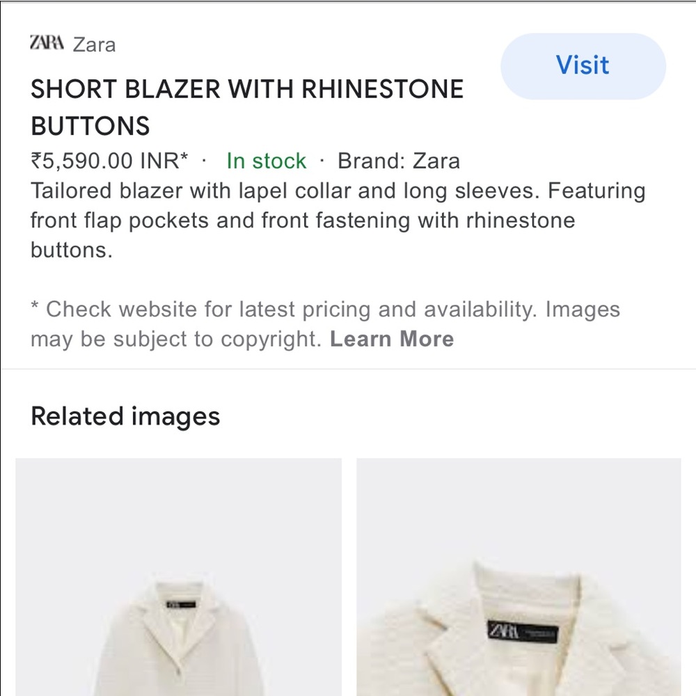 NWT Zara Cropped Blazer with Jewel Buttons - Picture 16 of 16
